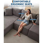 Divano Sezionale Modulare Cloud 108" con Chaise a L, Divano Modulare Moderno con Seduta Profonda, Divano Letto Oversize, Nessun Montaggio Richiesto, Orientamento Sinistro