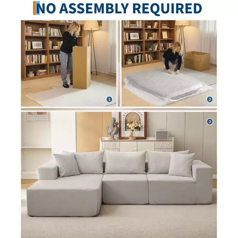 Divano Sezionale Modulare Cloud 108" con Chaise a L, Divano Modulare Moderno con Seduta Profonda, Divano Letto Oversize, Nessun Montaggio Richiesto, Orientamento Sinistro