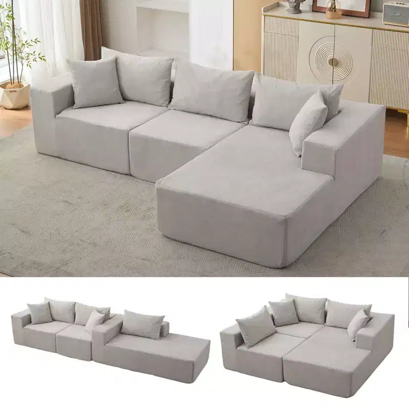 Divano Sezionale Modulare Cloud 108" con Chaise a L, Divano Modulare Moderno con Seduta Profonda, Divano Letto Oversize, Nessun Montaggio Richiesto, Orientamento Sinistro