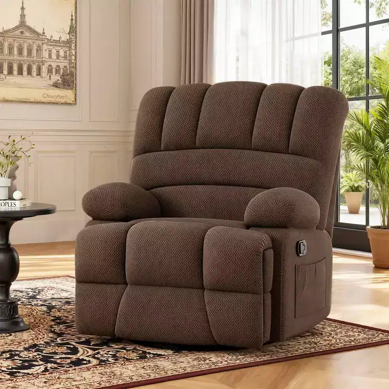 MAYEERTY Poltrona Reclinabile Girevole a Dondolo Oversize in Velluto, Color Cioccolato, per Adulti, Perfetta per il Soggiorno