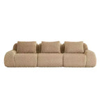 Divano Sezionale Modulare 114 Flannelette 3 Posti Seduta Profonda Fibbie Nessun Montaggio Cammello Chiaro