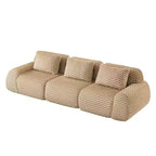 Divano Sezionale Modulare 114 Flannelette 3 Posti Seduta Profonda Fibbie Nessun Montaggio Cammello Chiaro