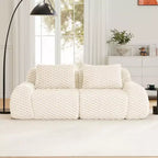 82 Modular Sectional Sofa Flannelette 2-Seater Deep Seat Buckle No Assembly Cream