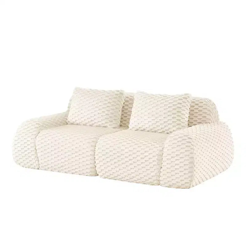 Divano Sezionale Modulare 82 Flannelette 2 Posti Seduta Profonda Fibbia Nessun Montaggio Crema