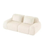 Divano Sezionale Modulare 82 Flannelette 2 Posti Seduta Profonda Fibbia Nessun Montaggio Crema