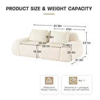 Divano Sezionale Modulare 82 Flannelette 2 Posti Seduta Profonda Fibbia Nessun Montaggio Crema