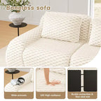 Divano Sezionale Modulare 82 Flannelette 2 Posti Seduta Profonda Fibbia Nessun Montaggio Crema
