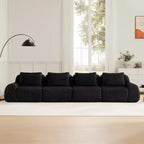 146 Modular Sectional Sofa Flannelette 4-Seater Deep Seat Buckle No Assembly Black