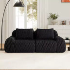82 Modular Sectional Sofa Flannelette 2-Seater Deep Seat Buckle No Assembly Black