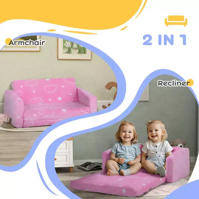 Divano con motivo a nuvola fosforescente, rivestimento lavabile