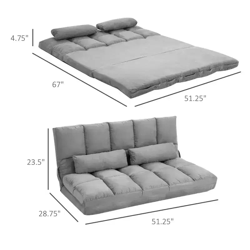 Divano letto convertibile, divano pieghevole, chaise longue per ospiti con 2 cuscini, schienale e poggiatesta regolabili, 130 cm L