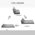 Divano letto convertibile, divano pieghevole, chaise longue per ospiti con 2 cuscini, schienale e poggiatesta regolabili, 130 cm L