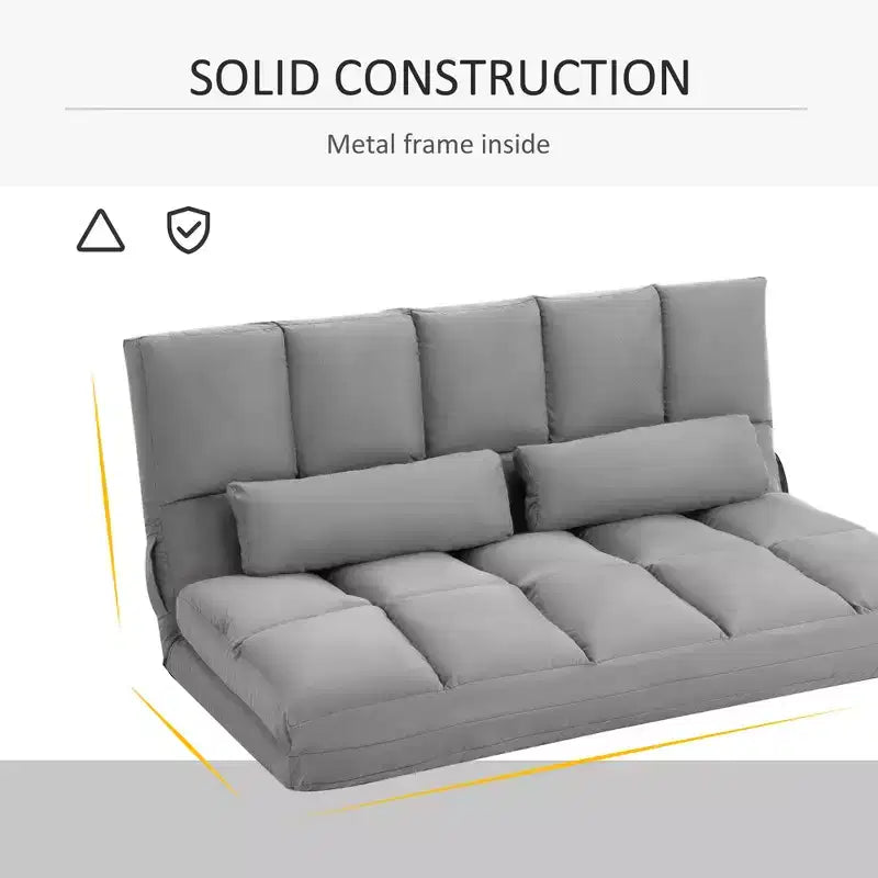 Divano letto convertibile, divano pieghevole, chaise longue per ospiti con 2 cuscini, schienale e poggiatesta regolabili, 130 cm L