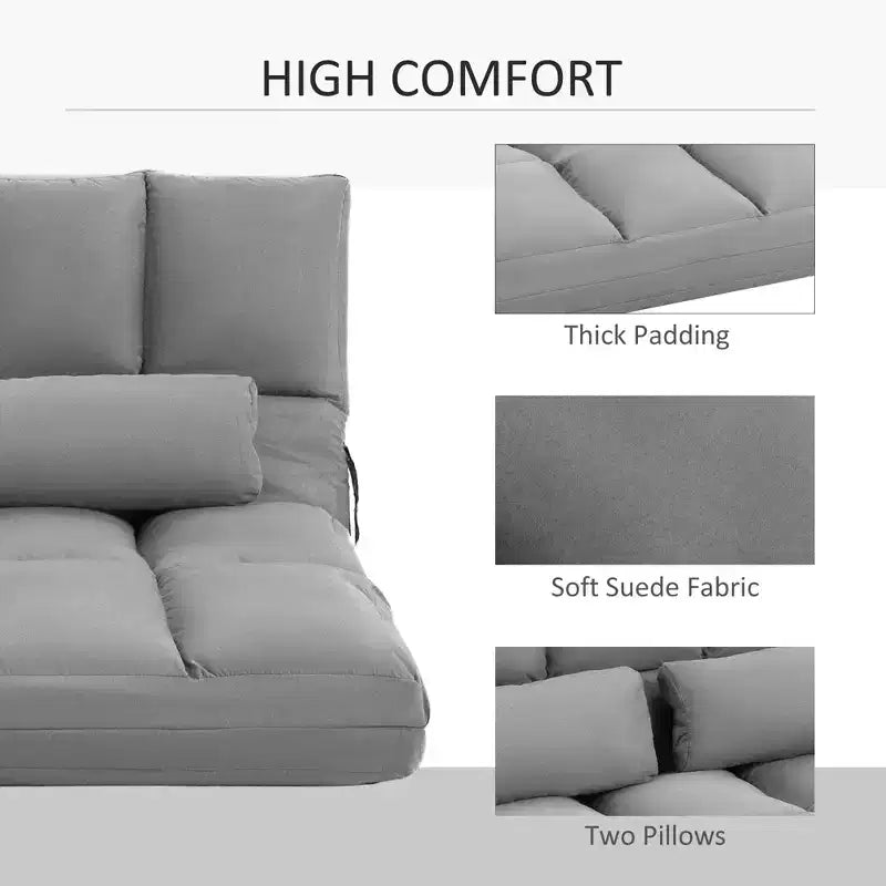 Divano letto convertibile, divano pieghevole, chaise longue per ospiti con 2 cuscini, schienale e poggiatesta regolabili, 130 cm L