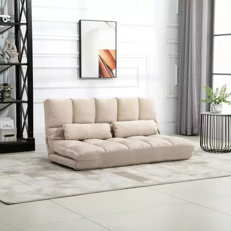 Divano letto convertibile, divano pieghevole, chaise longue per ospiti con 2 cuscini, schienale e poggiatesta regolabili, 130 cm L
