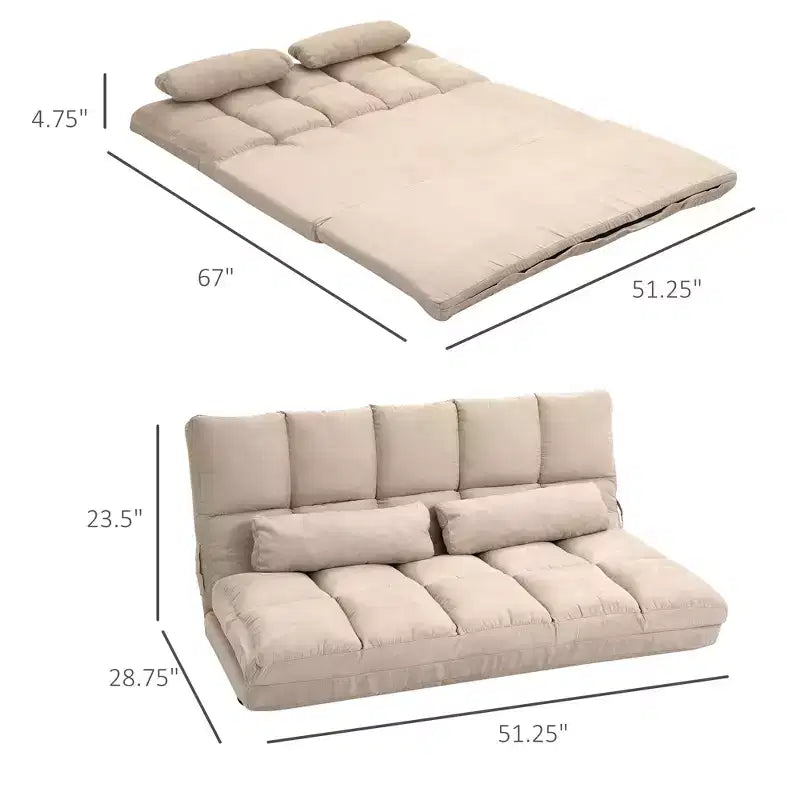 Divano letto convertibile, divano pieghevole, chaise longue per ospiti con 2 cuscini, schienale e poggiatesta regolabili, 130 cm L