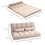 Divano letto convertibile, divano pieghevole, chaise longue per ospiti con 2 cuscini, schienale e poggiatesta regolabili, 130 cm L