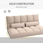 Divano letto convertibile, divano pieghevole, chaise longue per ospiti con 2 cuscini, schienale e poggiatesta regolabili, 130 cm L
