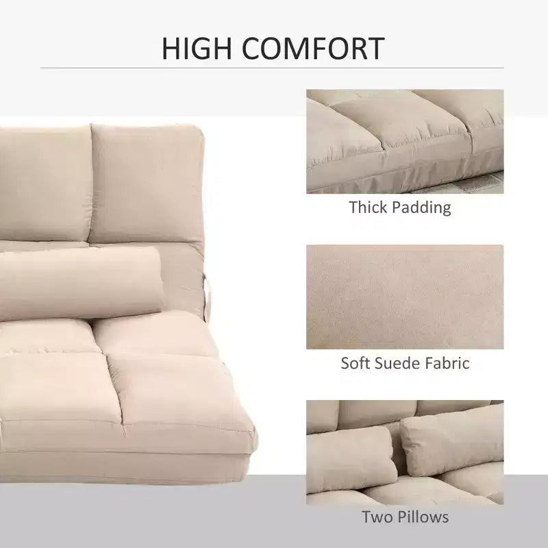 Divano letto convertibile, divano pieghevole, chaise longue per ospiti con 2 cuscini, schienale e poggiatesta regolabili, 130 cm L
