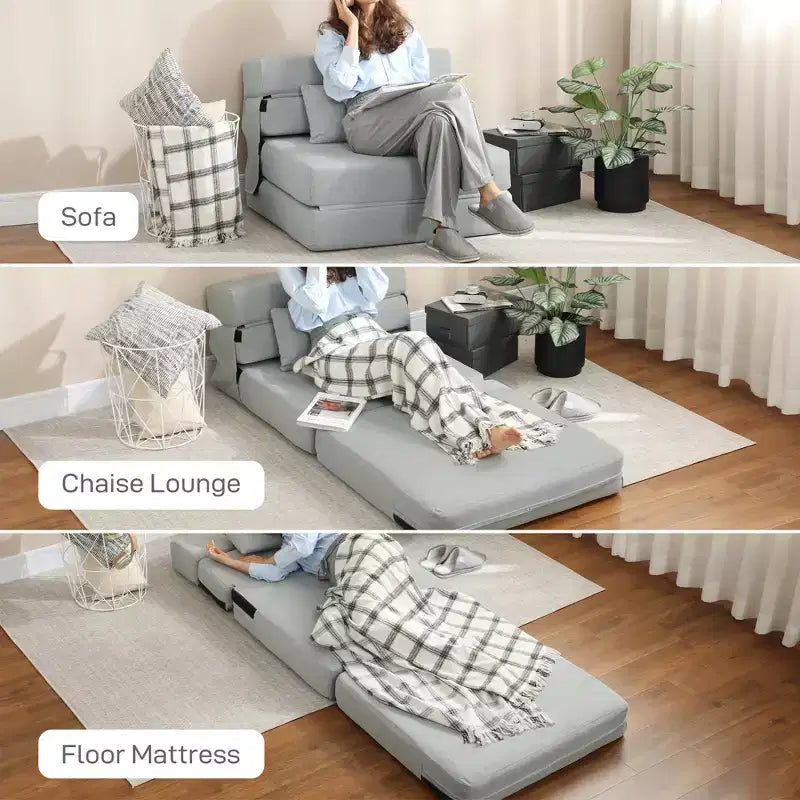 Lettino pieghevole con cuscino, divano letto moderno in lino per soggiorno, dormitorio, ospiti