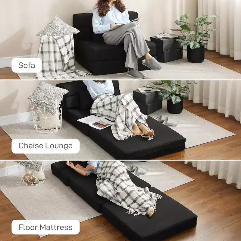 Lettino pieghevole con cuscino, divano letto moderno in lino per soggiorno, dormitorio, ospiti