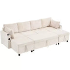 Divano componibile Whisen 113.4, divano letto estraibile, divano versatile con ampio spazio contenitore, due portabicchieri