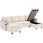 Divano componibile Whisen 113.4, divano letto estraibile, divano versatile con ampio spazio contenitore, due portabicchieri