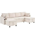 Divano componibile Whisen 113.4, divano letto estraibile, divano versatile con ampio spazio contenitore, due portabicchieri