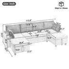 Divano componibile Whisen 113.4, divano letto estraibile, divano versatile con ampio spazio contenitore, due portabicchieri