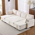 Divano componibile Whisen 113.4, divano letto estraibile, divano versatile con ampio spazio contenitore, due portabicchieri