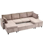 Divano componibile Whisen 113.4, divano letto estraibile, divano versatile con ampio spazio contenitore, due portabicchieri