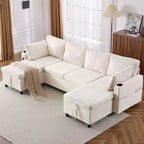 Divano componibile Whisen 113.4, divano letto estraibile, divano versatile con ampio spazio contenitore, due portabicchieri