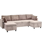 Divano componibile Whisen 113.4, divano letto estraibile, divano versatile con ampio spazio contenitore, due portabicchieri