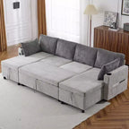 Divano componibile Whisen 113.4, divano letto estraibile, divano versatile con ampio spazio contenitore, due portabicchieri
