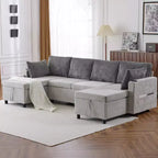 Divano componibile Whisen 113.4, divano letto estraibile, divano versatile con ampio spazio contenitore, due portabicchieri
