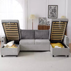 Divano componibile Whisen 113.4, divano letto estraibile, divano versatile con ampio spazio contenitore, due portabicchieri