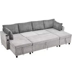 Divano componibile Whisen 113.4, divano letto estraibile, divano versatile con ampio spazio contenitore, due portabicchieri