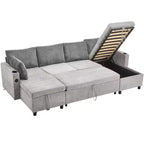 Divano componibile Whisen 113.4, divano letto estraibile, divano versatile con ampio spazio contenitore, due portabicchieri