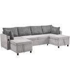 Divano componibile Whisen 113.4, divano letto estraibile, divano versatile con ampio spazio contenitore, due portabicchieri