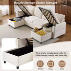 Divano componibile Whisen 113.4, divano letto estraibile, divano versatile con ampio spazio contenitore, due portabicchieri