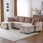 Divano componibile Whisen 113.4, divano letto estraibile, divano versatile con ampio spazio contenitore, due portabicchieri
