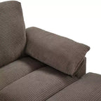 Divano Sezionale Whisen 116.9, Divano Sezionale Moderno a U, Divano Imbottito in Velluto a Coste con Pouf, Portabicchieri
