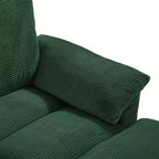 Divano Sezionale Whisen 116.9, Divano Sezionale Moderno a U, Divano Imbottito in Velluto a Coste con Pouf, Portabicchieri