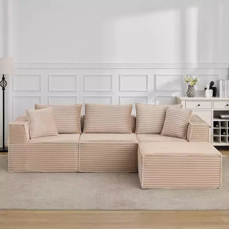 141 Modular Cloud Sectional Sofa with Ottoman - No Assembly Compression Packaged, Ultra Soft Memory Foam, Convertible Couch for Living Room