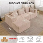 Divano Sezionale Modulare 141 con Pouf - Senza Montaggio, Confezione Sottovuoto, Memory Foam Ultra Morbido, Divano Convertibile per Soggiorno