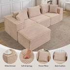 Divano Sezionale Modulare 141 con Pouf - Senza Montaggio, Confezione Sottovuoto, Memory Foam Ultra Morbido, Divano Convertibile per Soggiorno