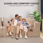 Divano Sezionale Modulare 141 con Pouf - Senza Montaggio, Confezione Sottovuoto, Memory Foam Ultra Morbido, Divano Convertibile per Soggiorno