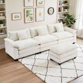 EHMKNP 112 L-Shaped Modular Sectional Sofa  Comfy Cloud Couch with Movable Ottoman, Deep Seat Cushions for Living Room