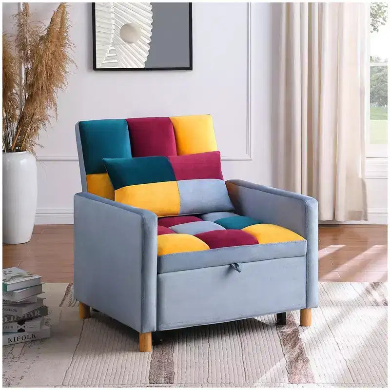Divano Letto Convertibile con Cuscino - Poltrona Singola 3-in-1 per Salotto, Camera da Letto, Soggiorno