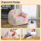 Poltrona a sacco con braccioli e schienale, Poltrona a sacco in ecopelliccia di peluche con memory foam, Divano a sacco ergonomico per soggiorno, camera da letto, ufficio Rosa
